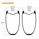 Llanta tubeless de carbono ArcX 700C ultraligera de 385g, 57x32mm, ancho interno de 25mm, estructura reforzada